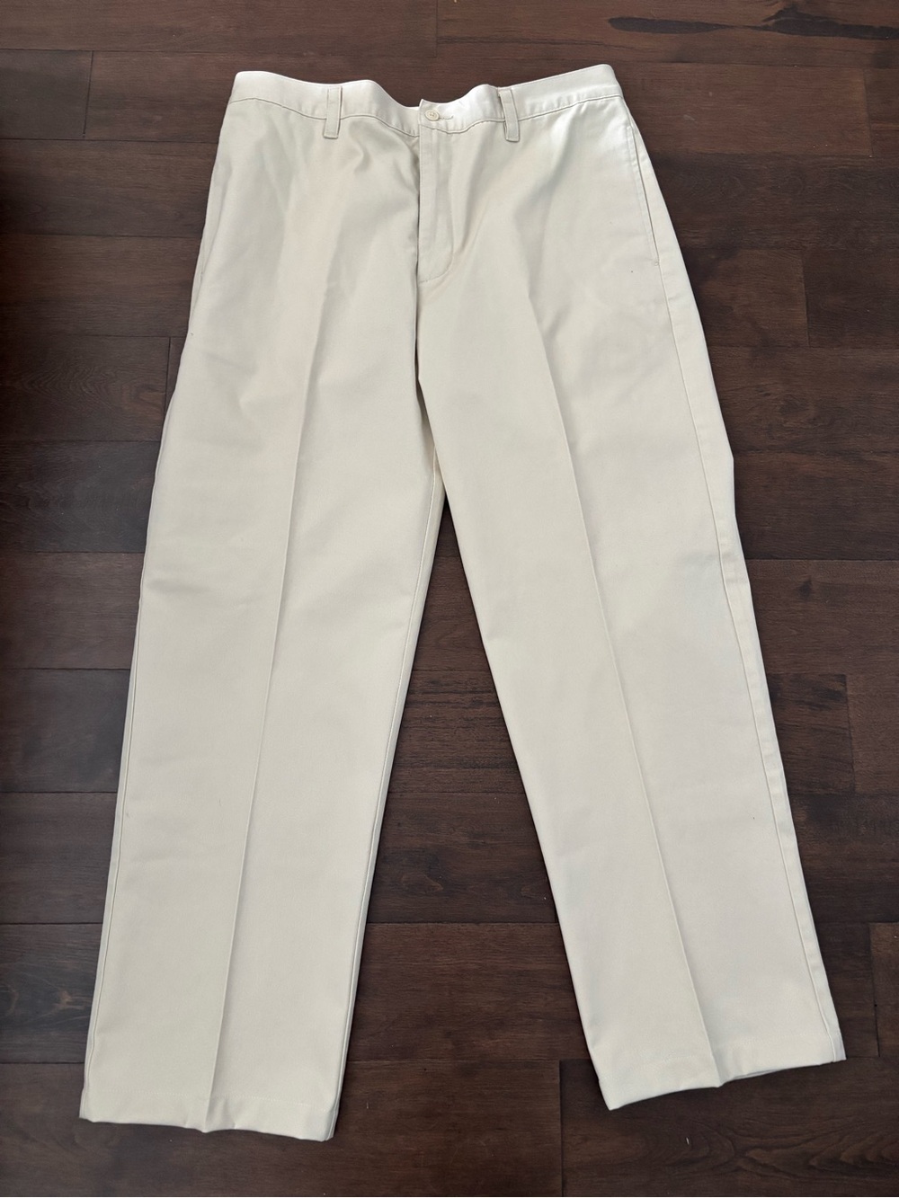 Bossini Mens Cream Cotton Casual Chinos Pants Sz W36 L33 Straight Leg Flat Front